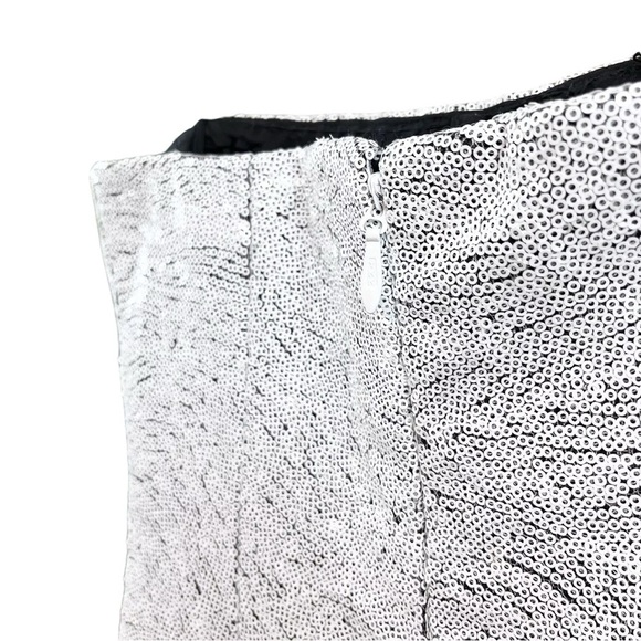 Peter Soronen Sequined Strapless Sheath Cocktail Mini Dress White Black Size 4 - Picture 4 of 8